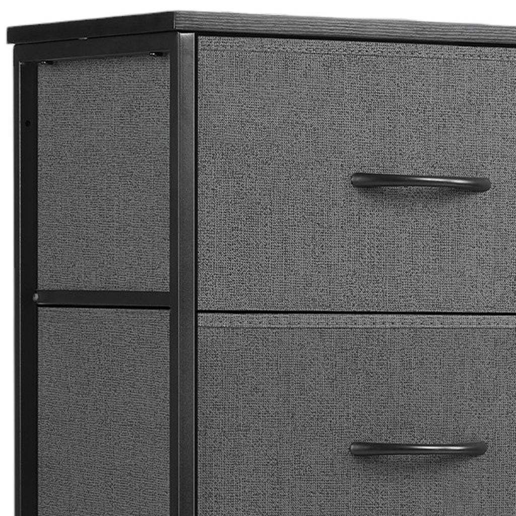 18" Black And Gray Fabric Wood And Metal Four Drawer Dresser - HomeRoots - Flyclothing LLC
