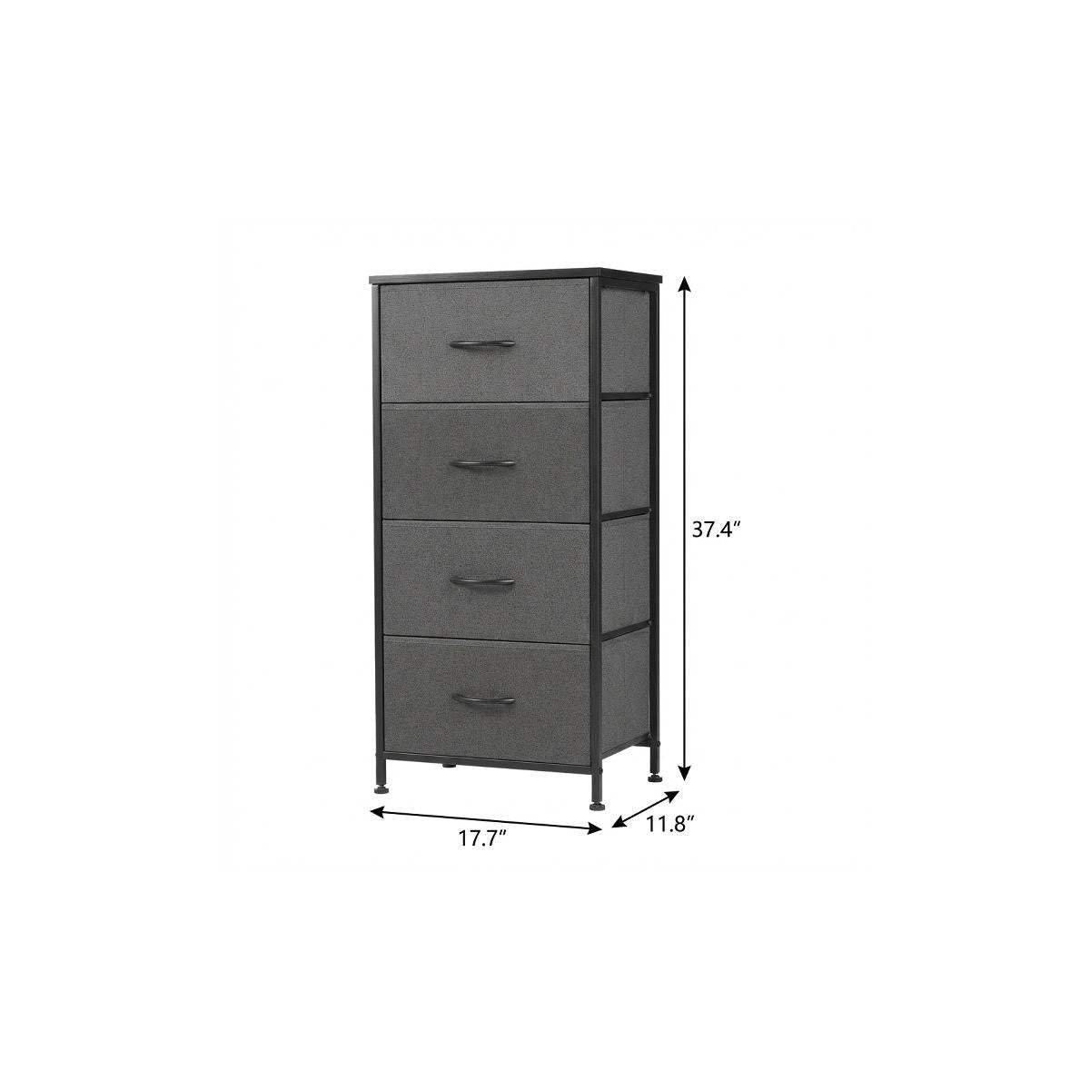 18" Black And Gray Fabric Wood And Metal Four Drawer Dresser - HomeRoots - Flyclothing LLC