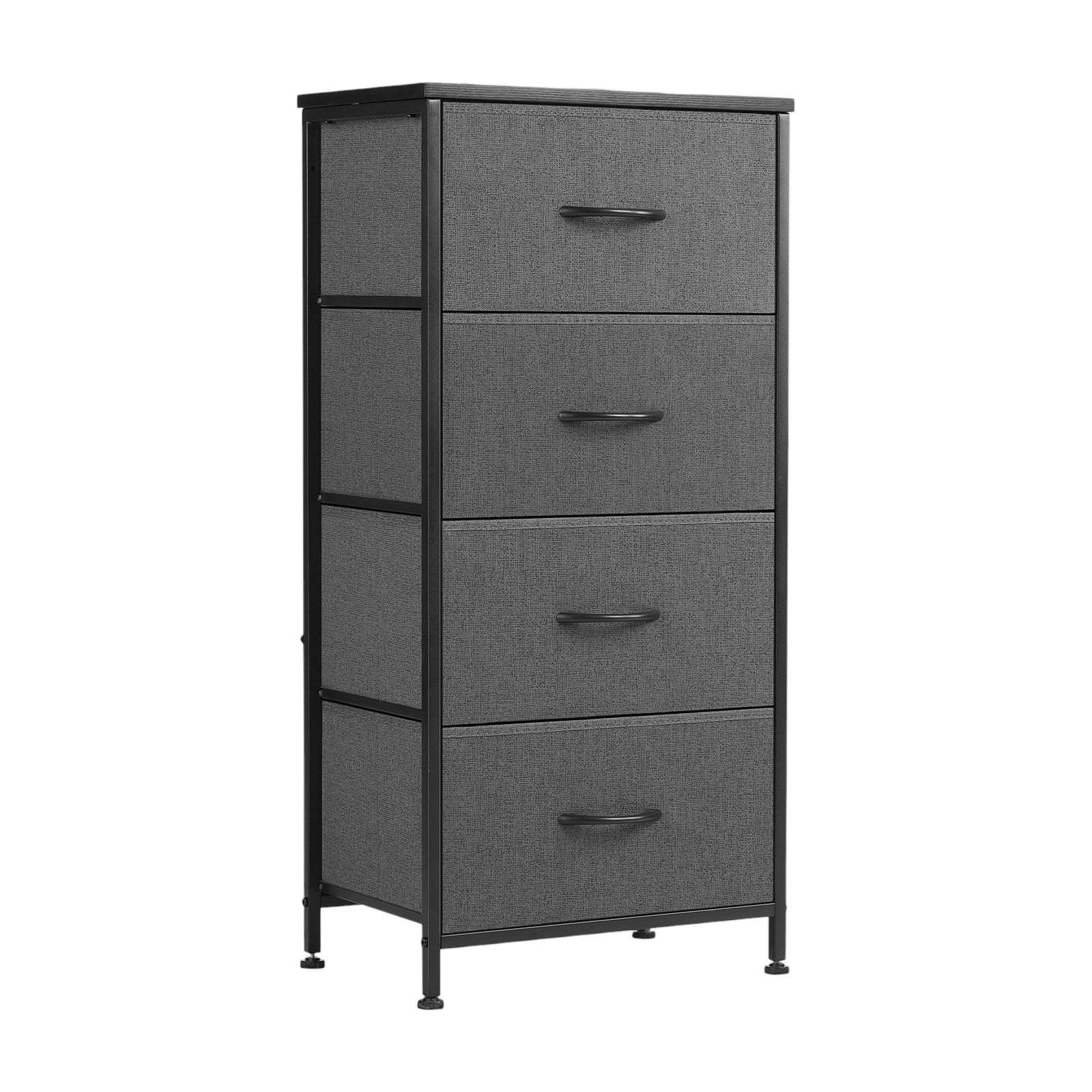 18" Black And Gray Fabric Wood And Metal Four Drawer Dresser - HomeRoots - Flyclothing LLC