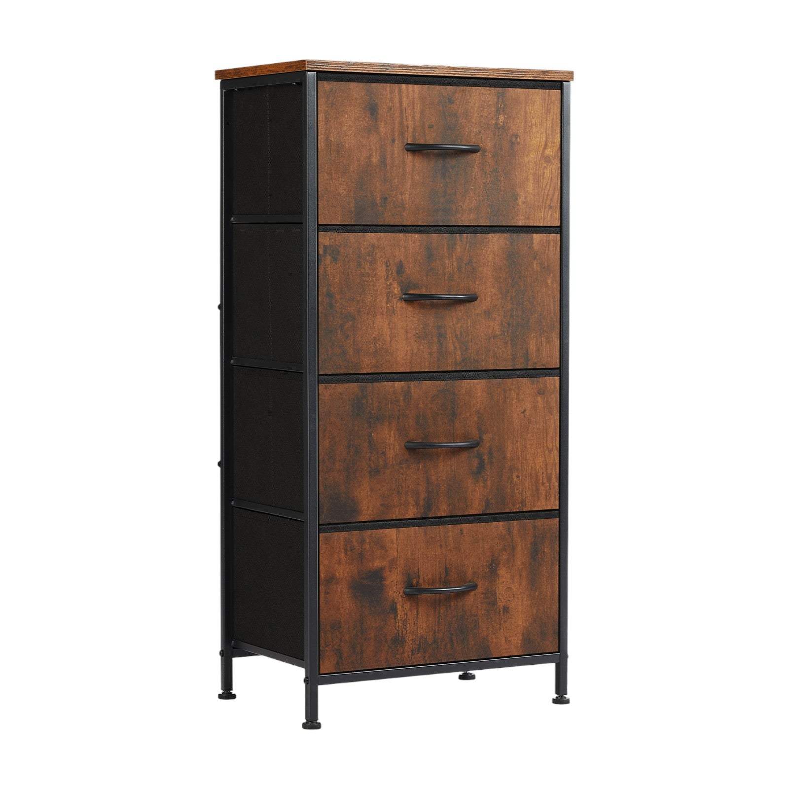 18" Black And Brown Fabric Wood And Metal Four Drawer Dresser - HomeRoots - Flyclothing LLC