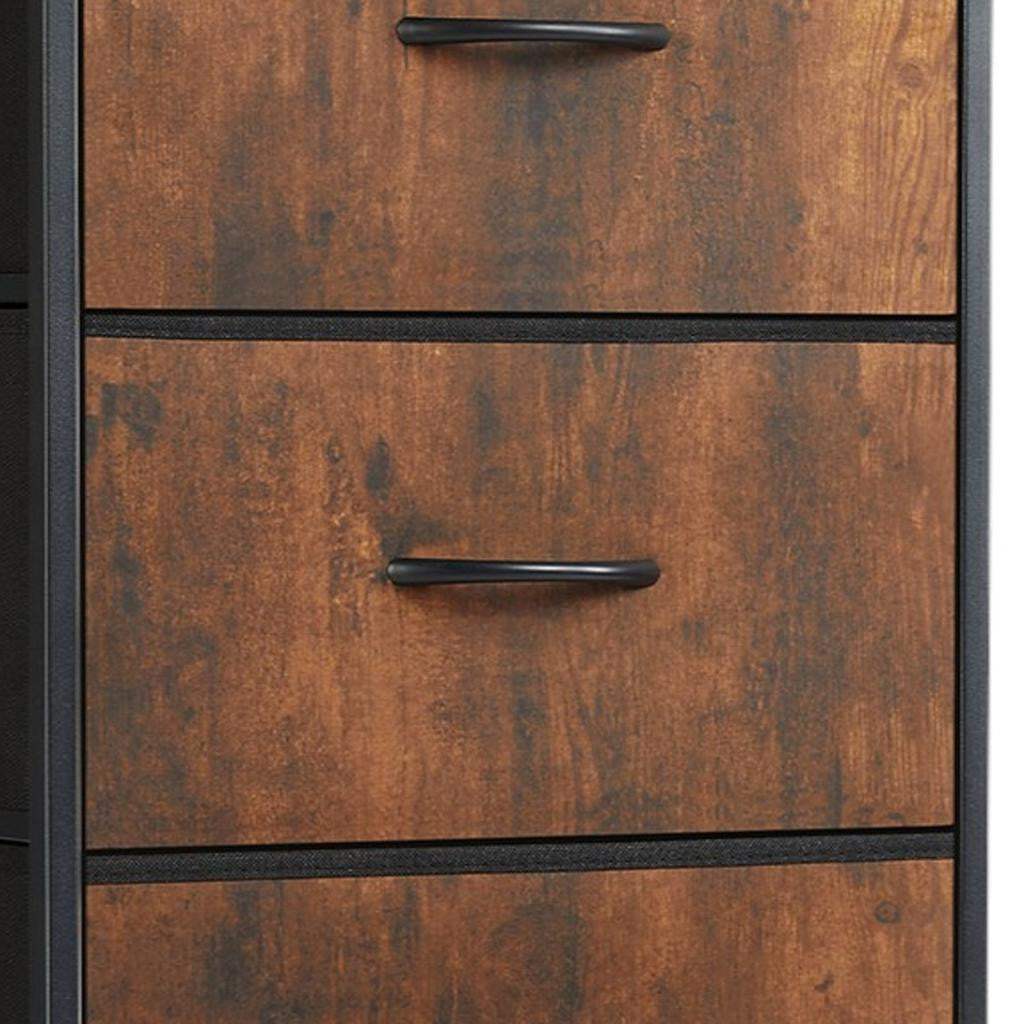 18" Black And Brown Fabric Wood And Metal Four Drawer Dresser - HomeRoots - Flyclothing LLC