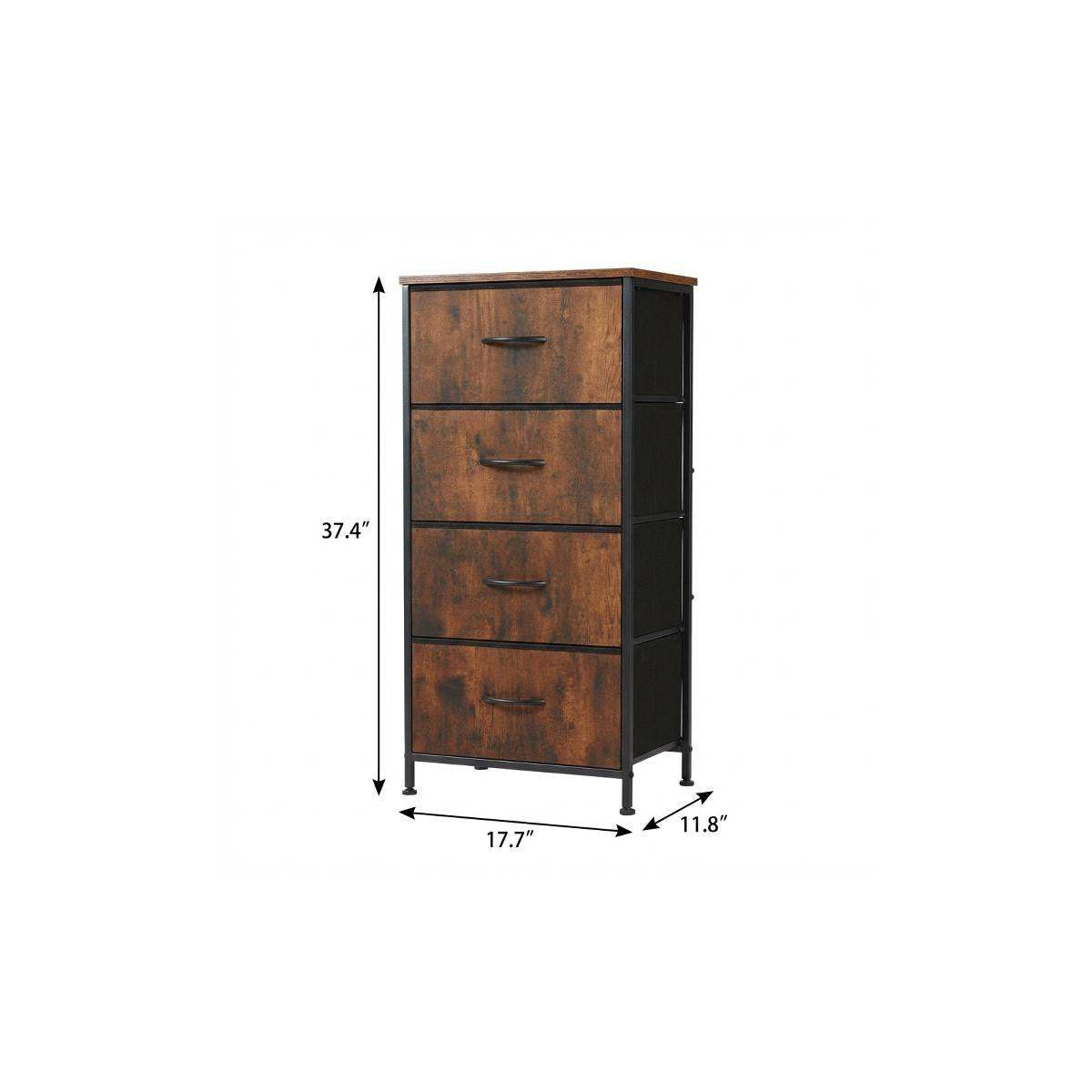 18" Black And Brown Fabric Wood And Metal Four Drawer Dresser - HomeRoots - Flyclothing LLC