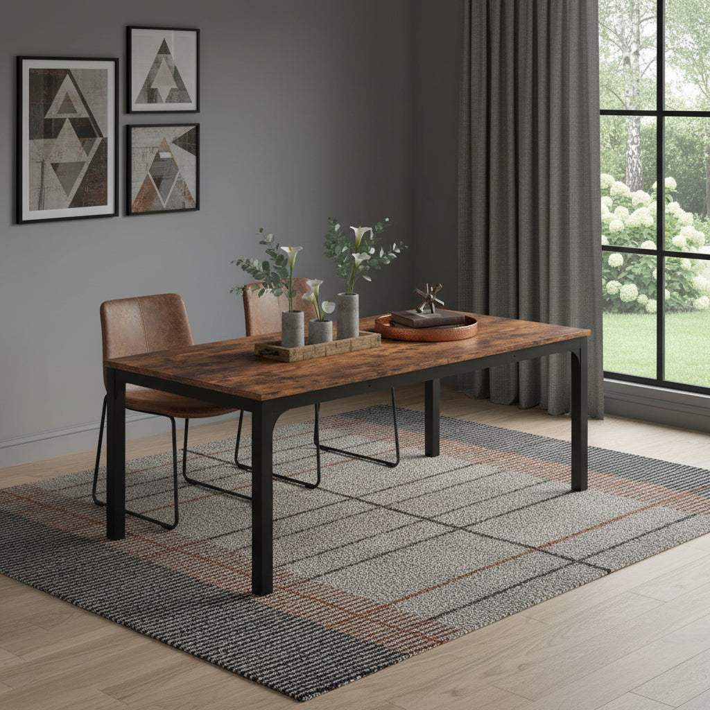 46" Brown and Black Wood and Iron Dining Table - HomeRoots - Flyclothing LLC
