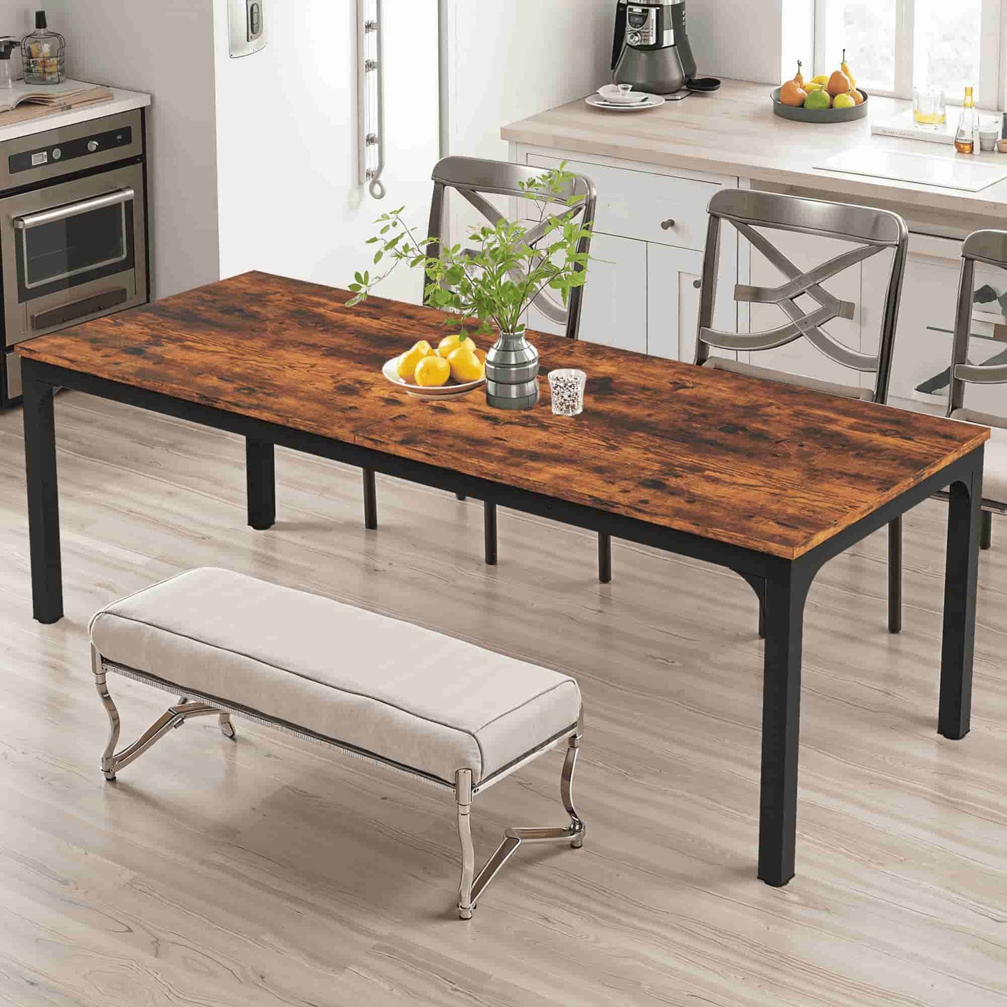 46" Brown and Black Wood and Iron Dining Table - HomeRoots - Flyclothing LLC