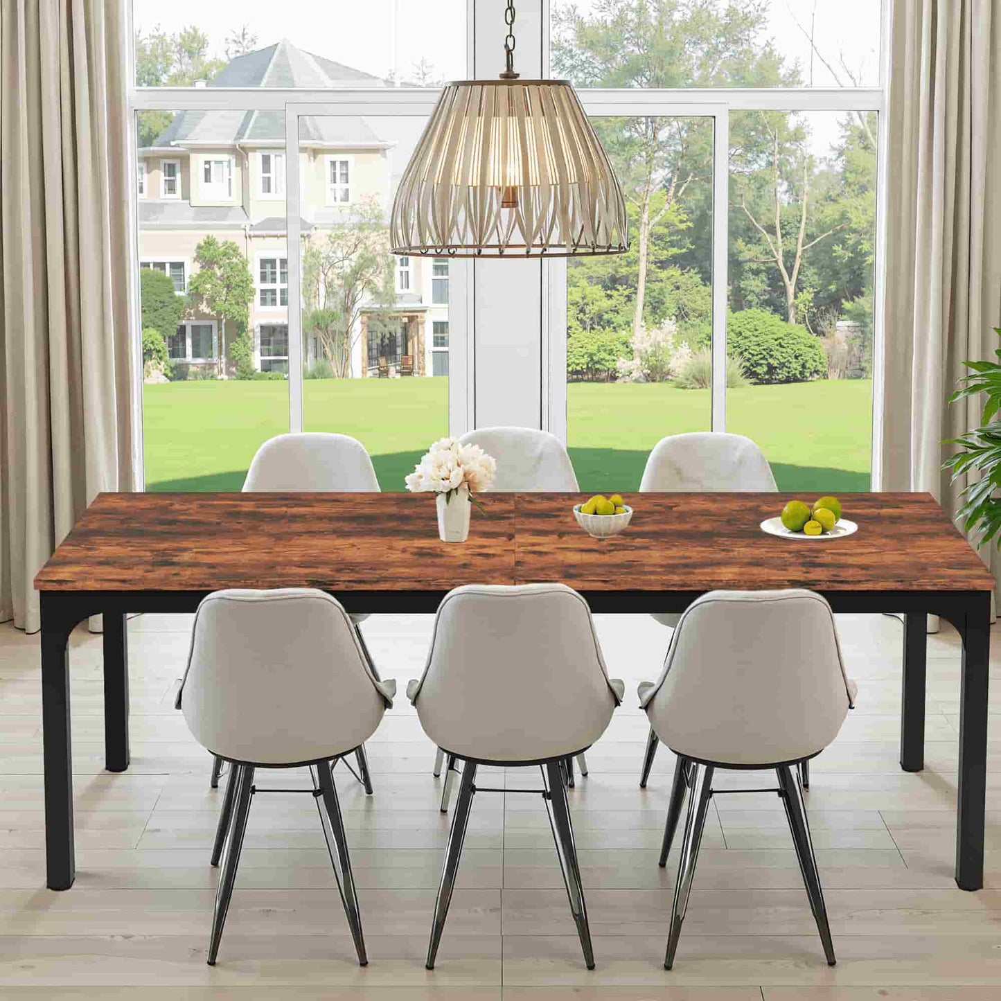 46" Brown and Black Wood and Iron Dining Table - HomeRoots - Flyclothing LLC