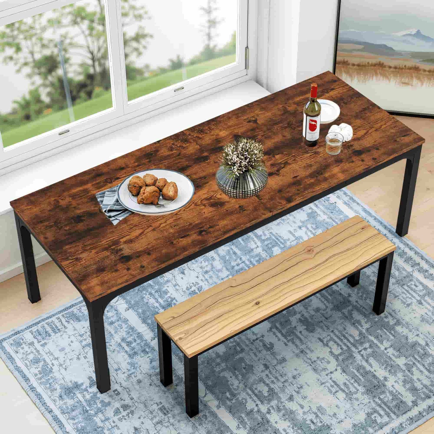 46" Brown and Black Wood and Iron Dining Table - HomeRoots - Flyclothing LLC