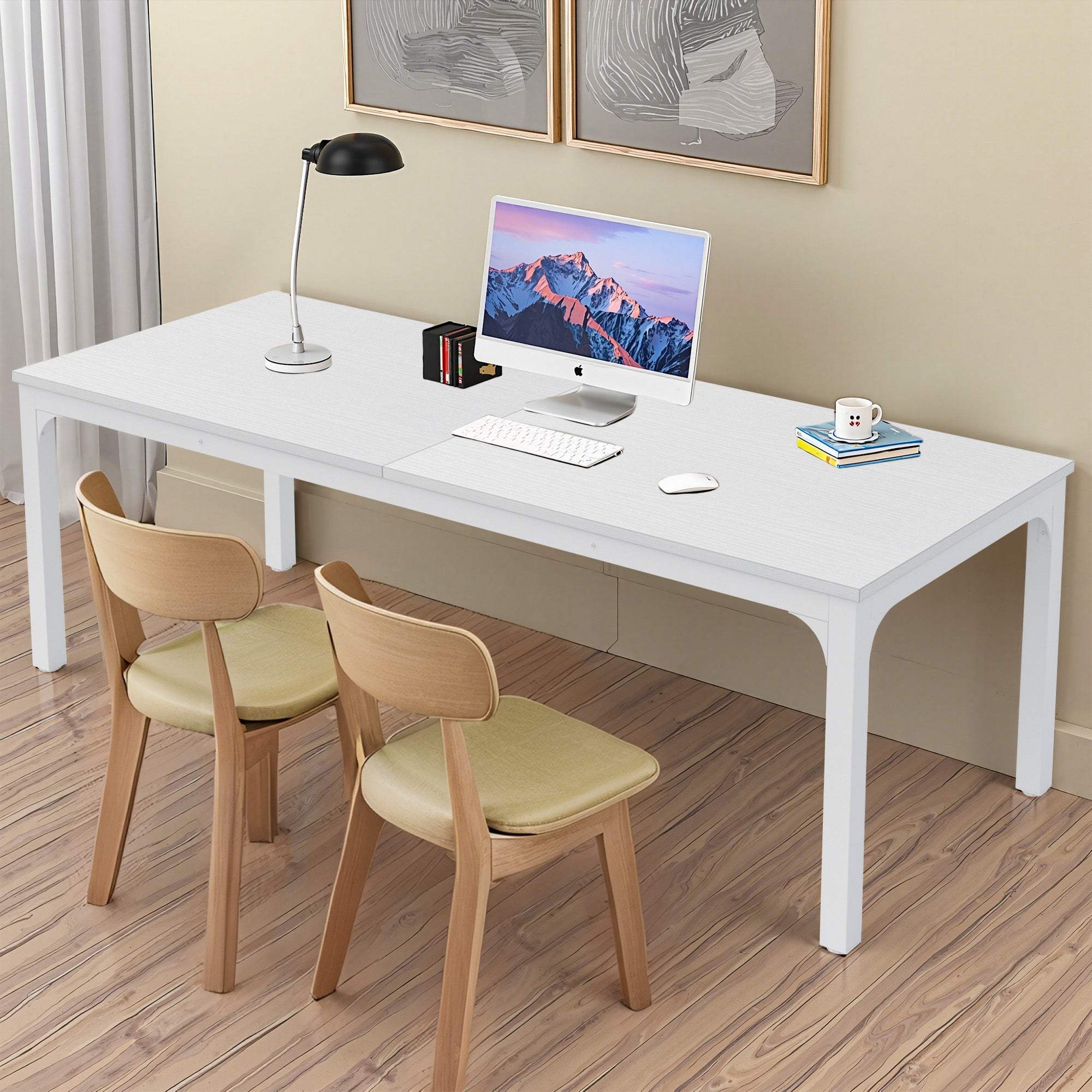 46" White Wood and Iron Dining Table - HomeRoots - Flyclothing LLC