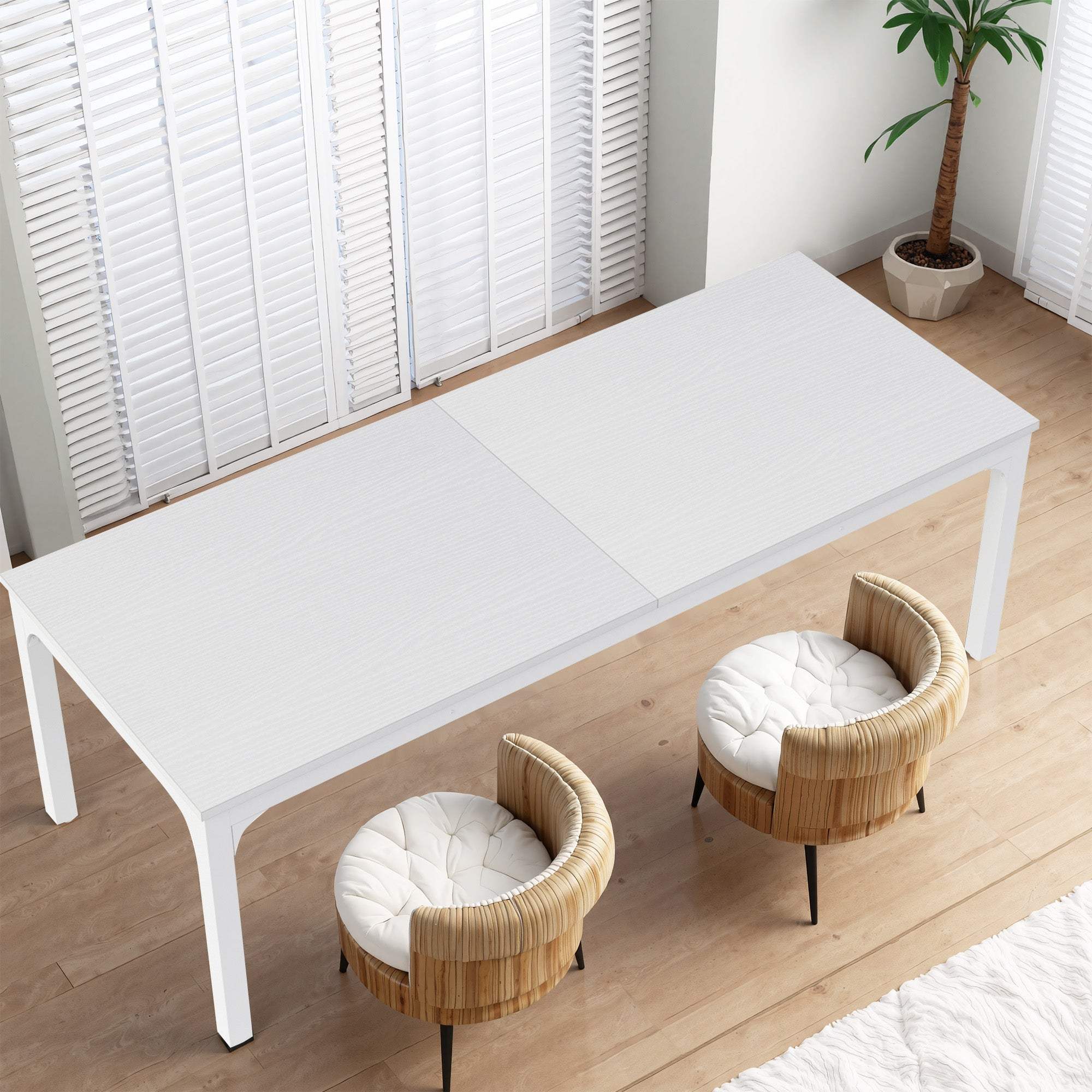 46" White Wood and Iron Dining Table - HomeRoots - Flyclothing LLC