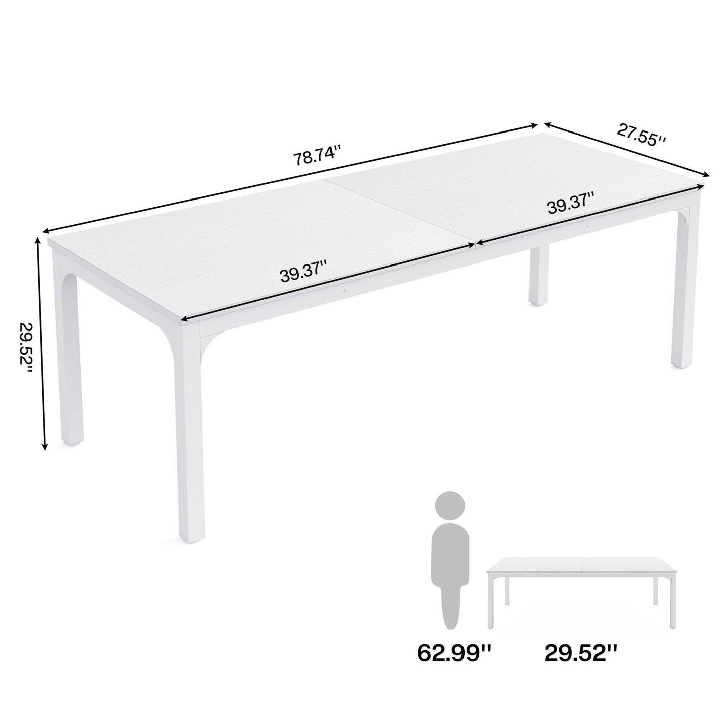 46" White Wood and Iron Dining Table - HomeRoots - Flyclothing LLC