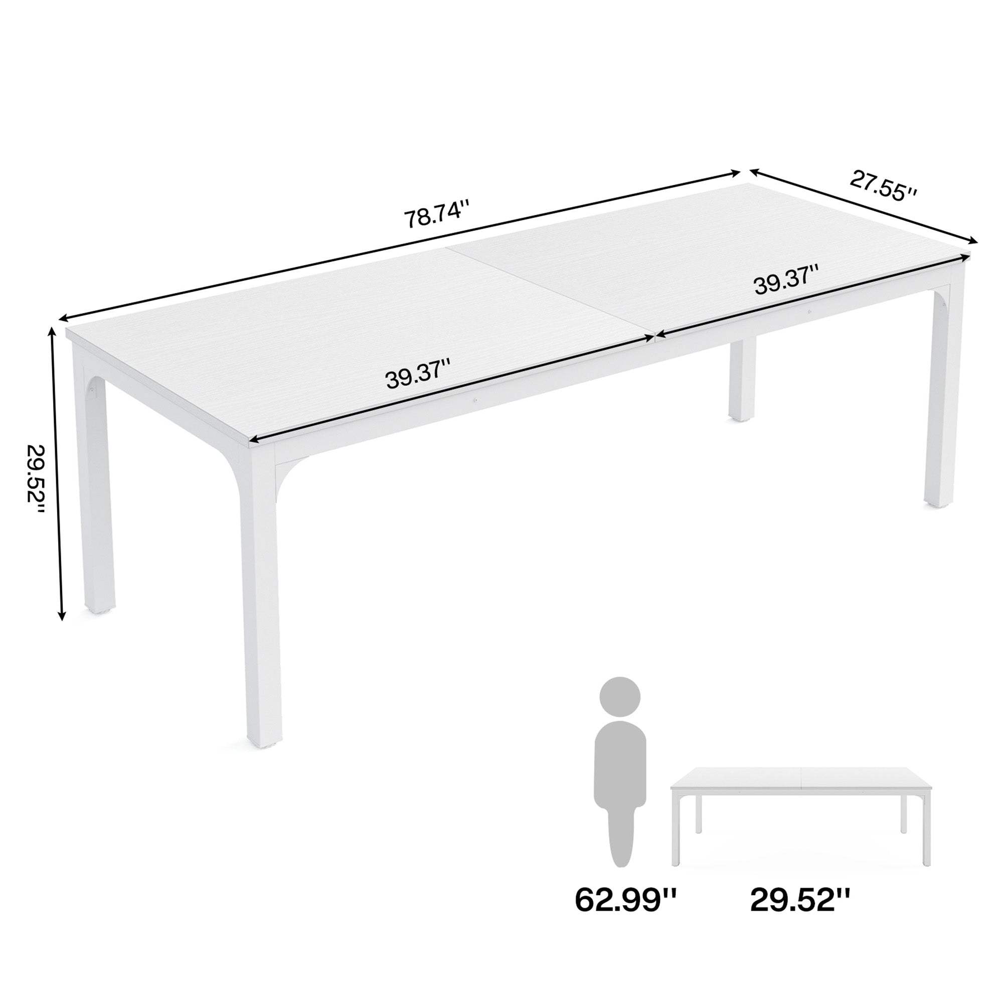 46" White Wood and Iron Dining Table - HomeRoots - Flyclothing LLC