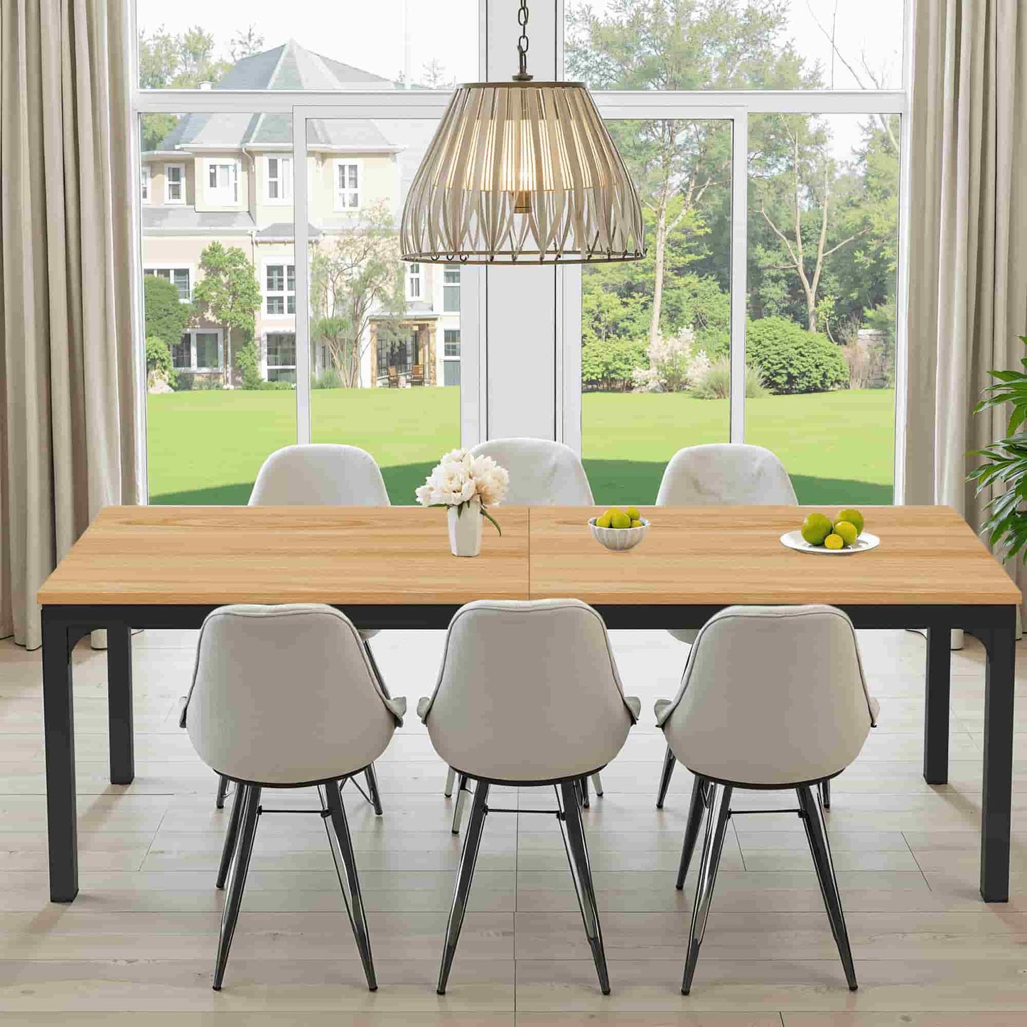 46" Natural and Black Wood and Iron Dining Table - HomeRoots - Flyclothing LLC