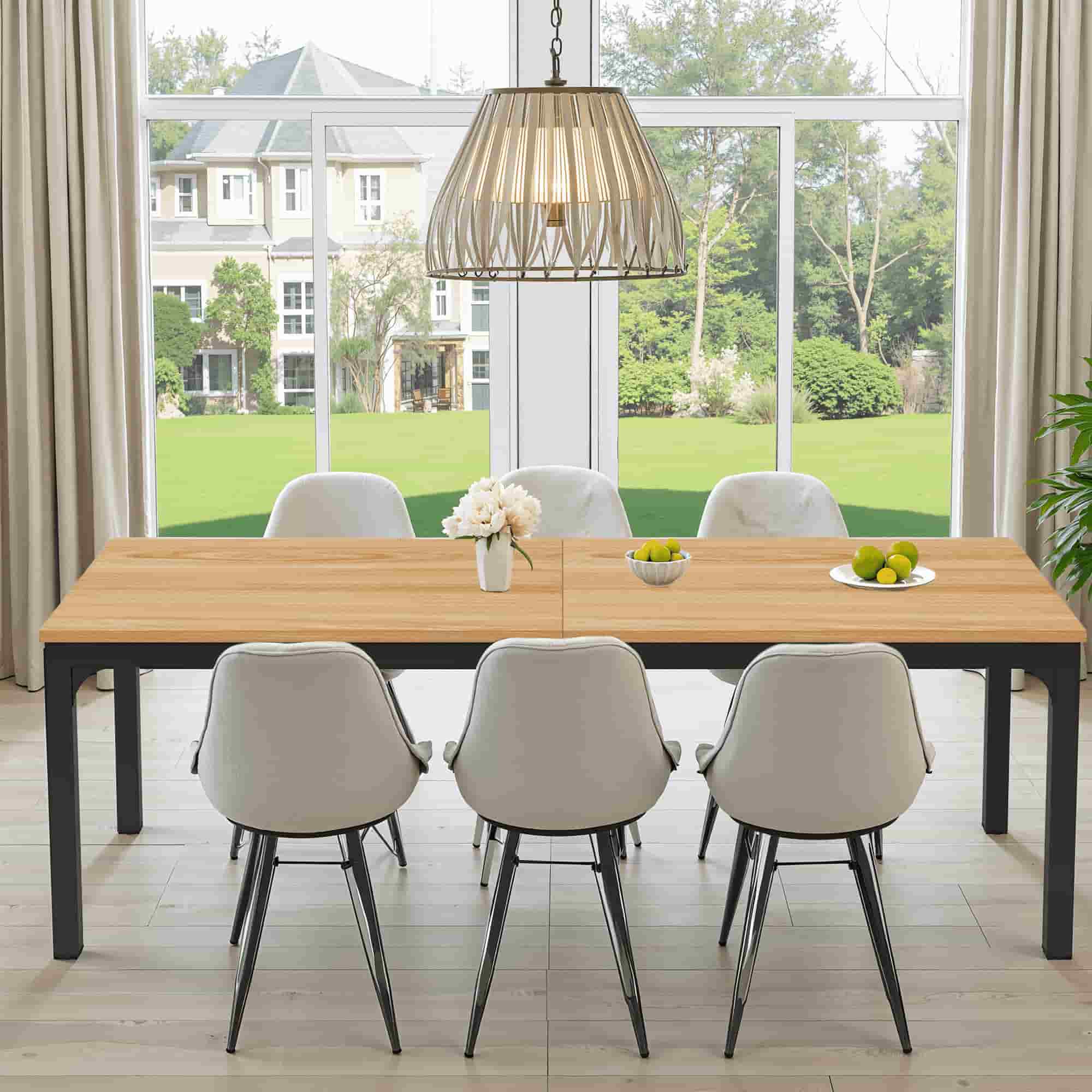 46" Natural and Black Wood and Iron Dining Table - HomeRoots - Flyclothing LLC
