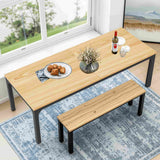 46" Natural and Black Wood and Iron Dining Table - HomeRoots - Flyclothing LLC