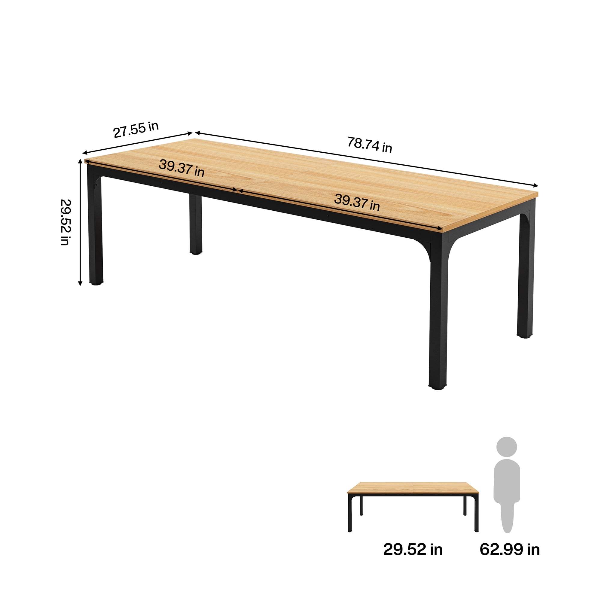 46" Natural and Black Wood and Iron Dining Table - HomeRoots - Flyclothing LLC