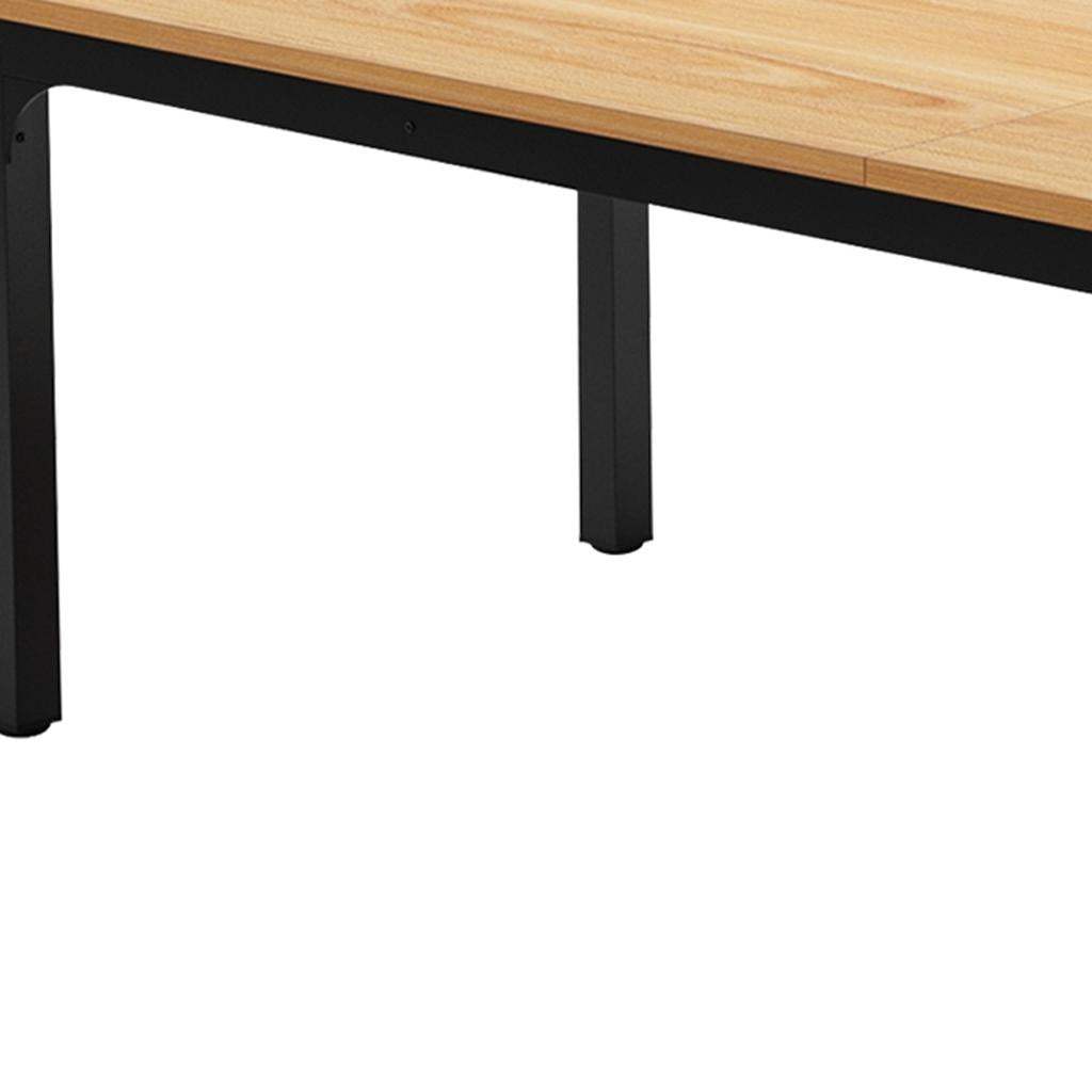 46" Natural and Black Wood and Iron Dining Table - HomeRoots - Flyclothing LLC