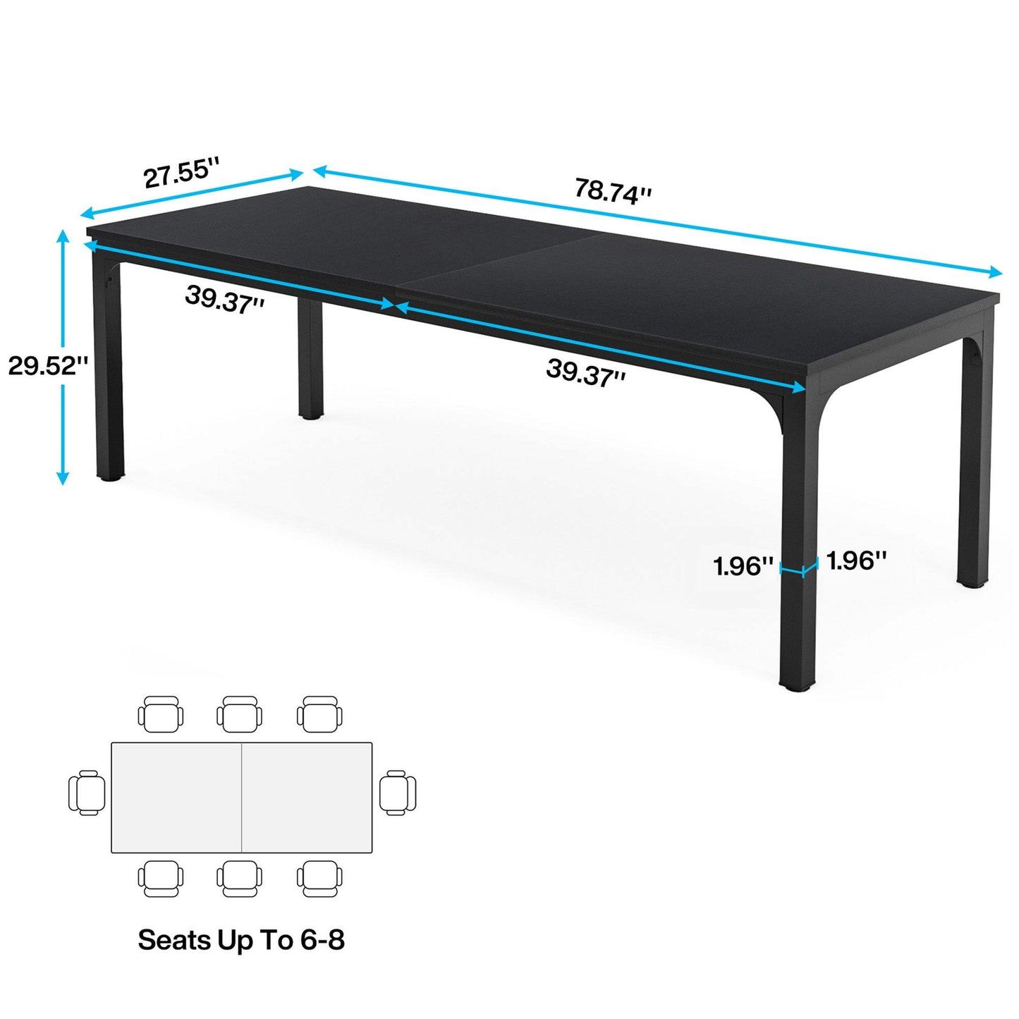 46" Black Wood and Iron Dining Table - HomeRoots - Flyclothing LLC