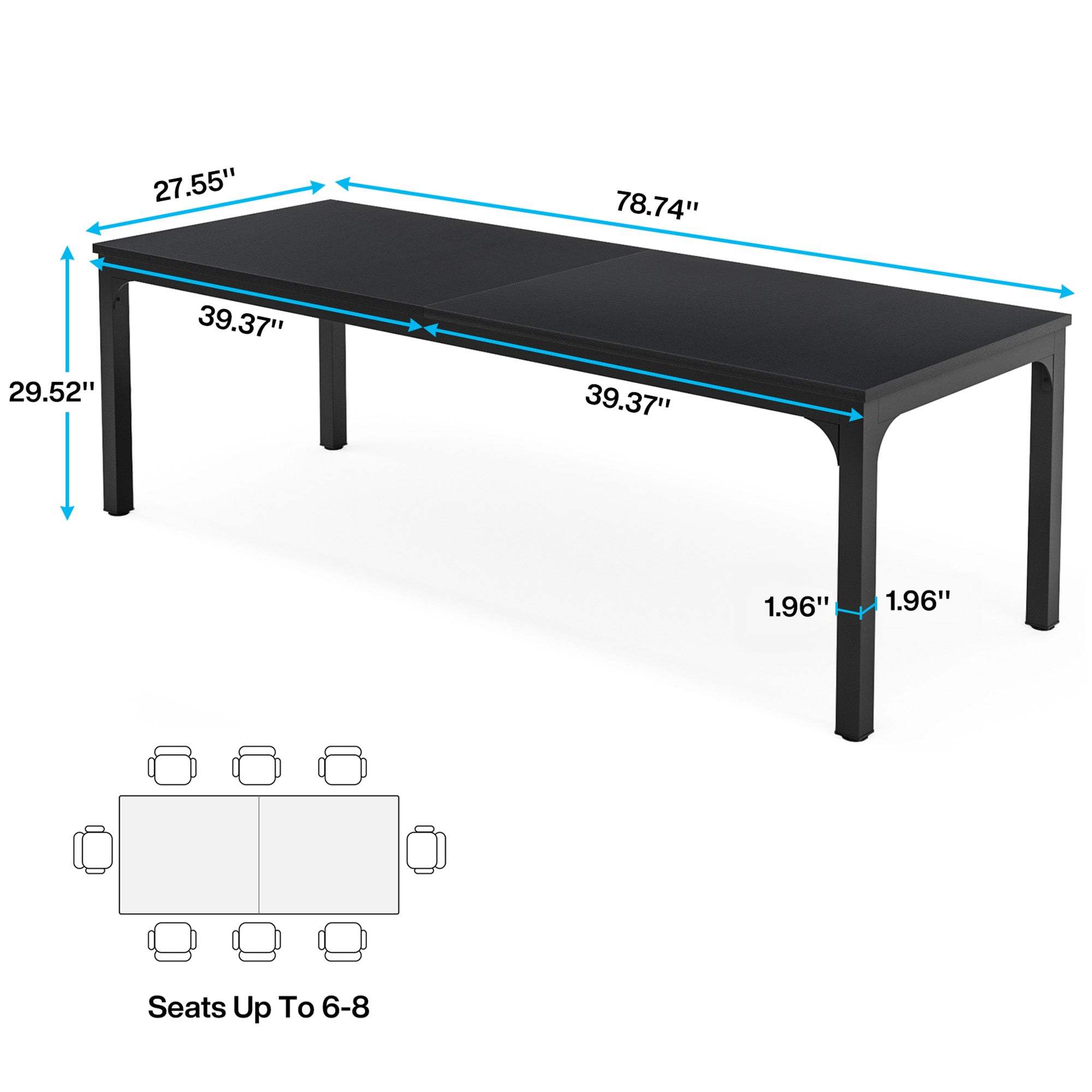 46" Black Wood and Iron Dining Table - HomeRoots - Flyclothing LLC