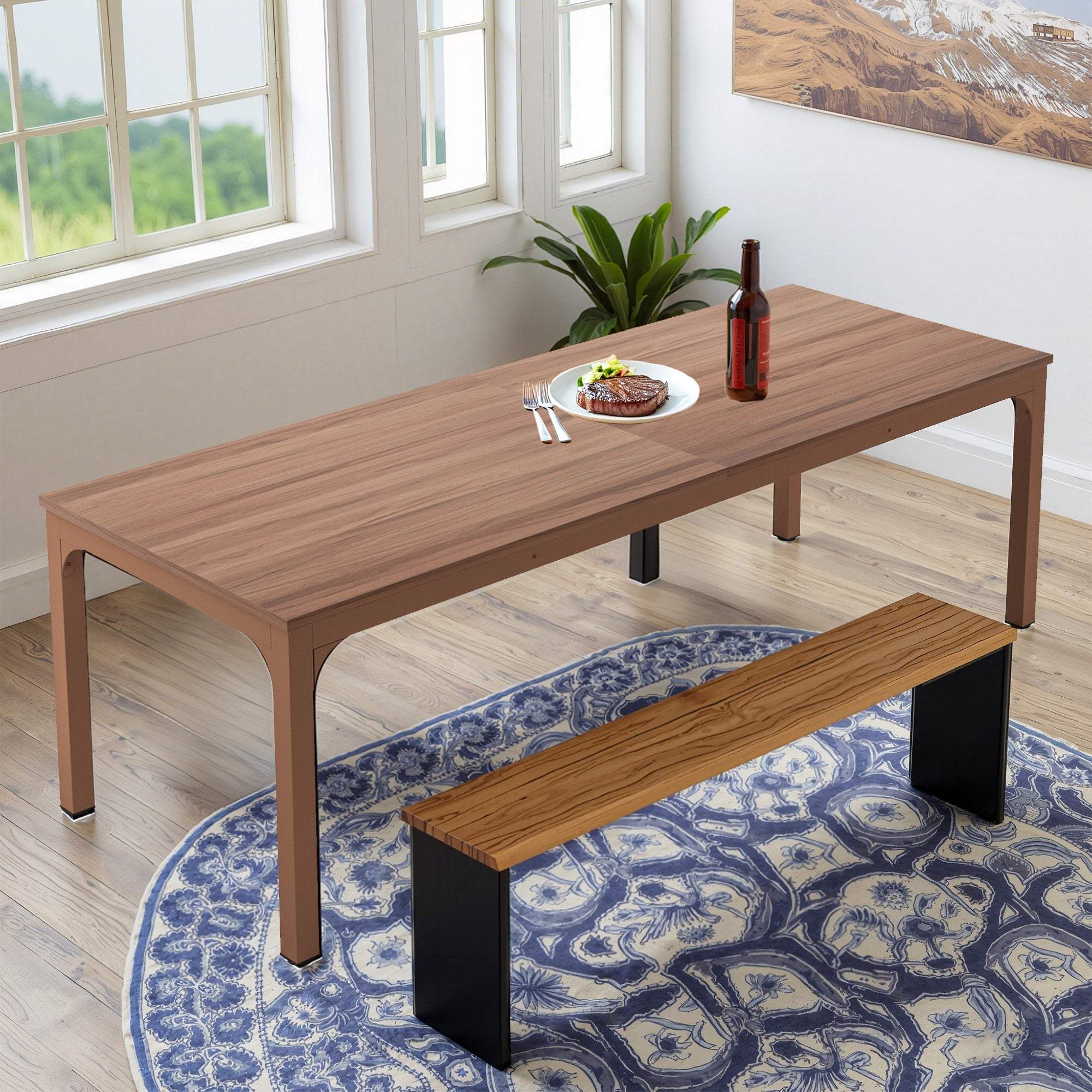 46" Brown Wood and Iron Dining Table - HomeRoots - Flyclothing LLC