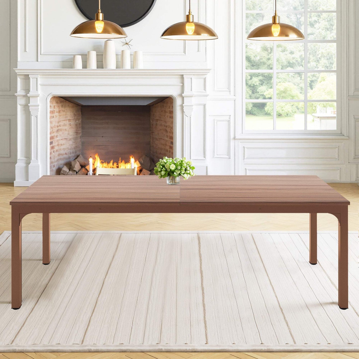 46" Brown Wood and Iron Dining Table - HomeRoots - Flyclothing LLC