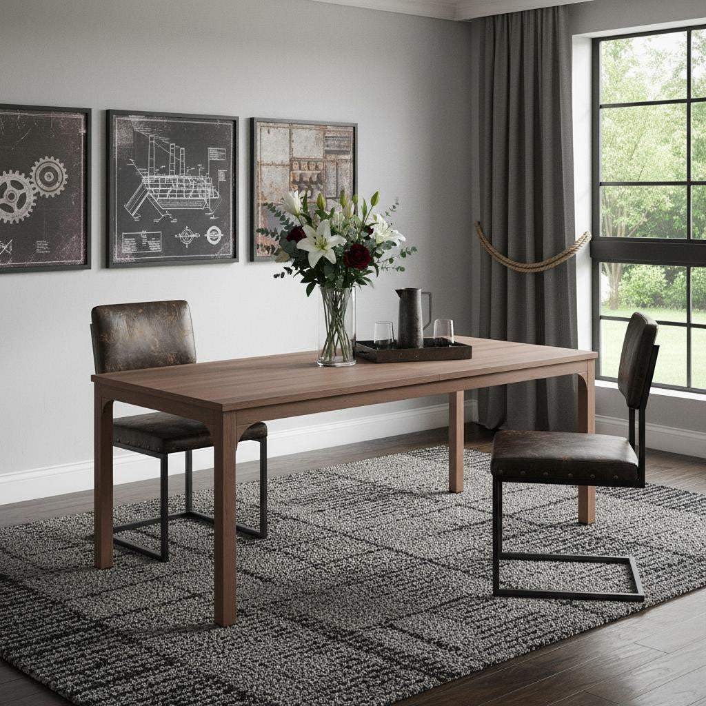 46" Brown Wood and Iron Dining Table - HomeRoots - Flyclothing LLC