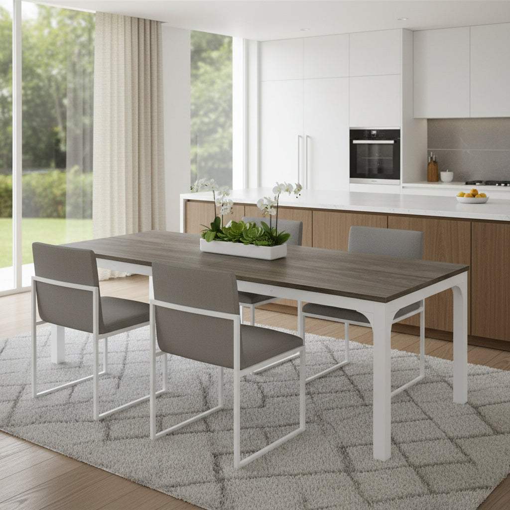46" Gray and White Wood and Iron Dining Table - HomeRoots - Flyclothing LLC