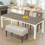 46" Gray and White Wood and Iron Dining Table - HomeRoots - Flyclothing LLC