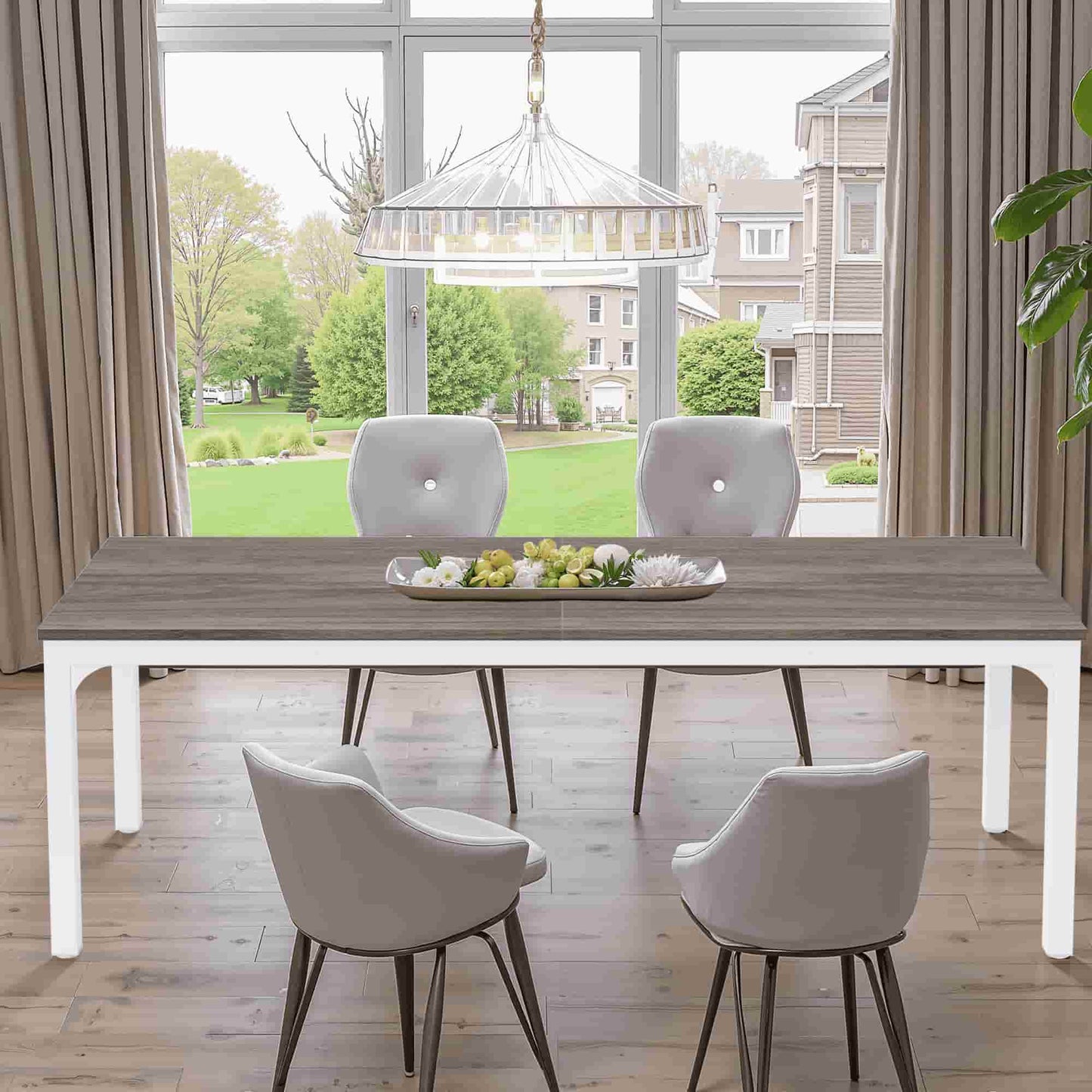 46" Gray and White Wood and Iron Dining Table - HomeRoots - Flyclothing LLC