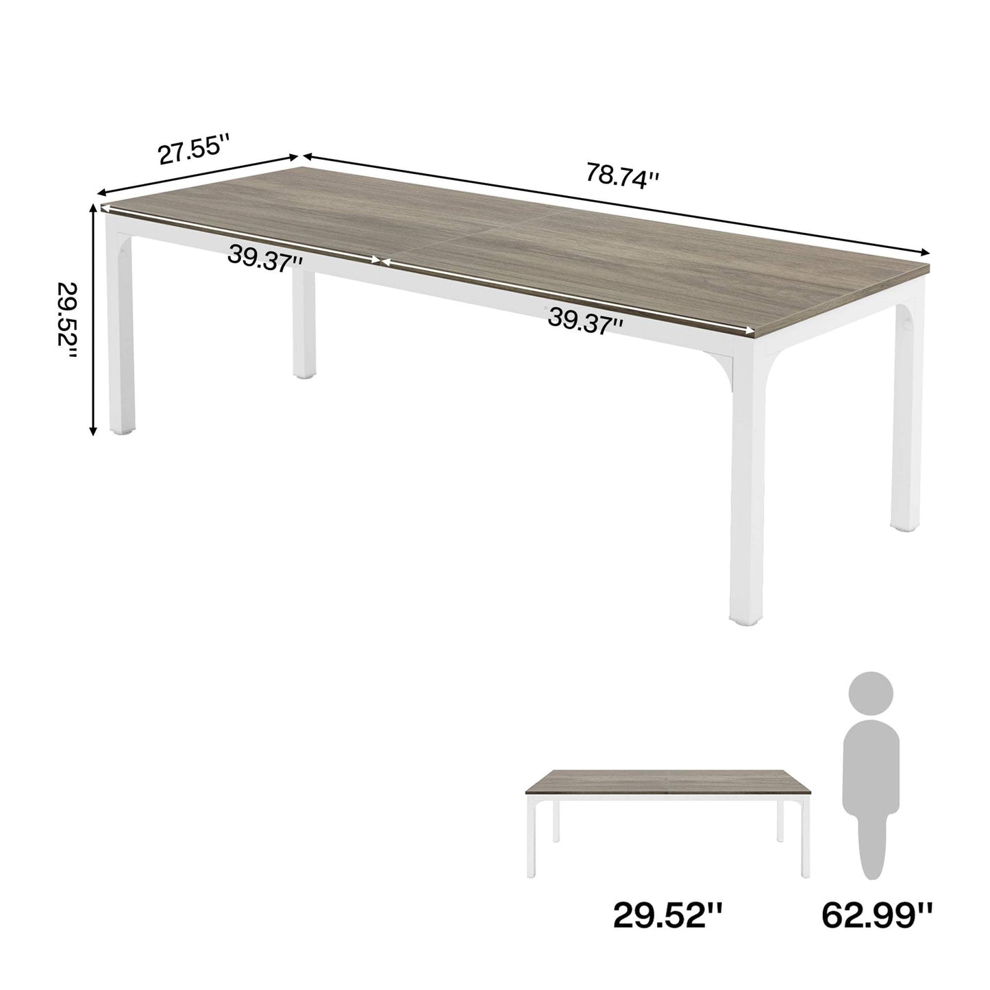 46" Gray and White Wood and Iron Dining Table - HomeRoots - Flyclothing LLC