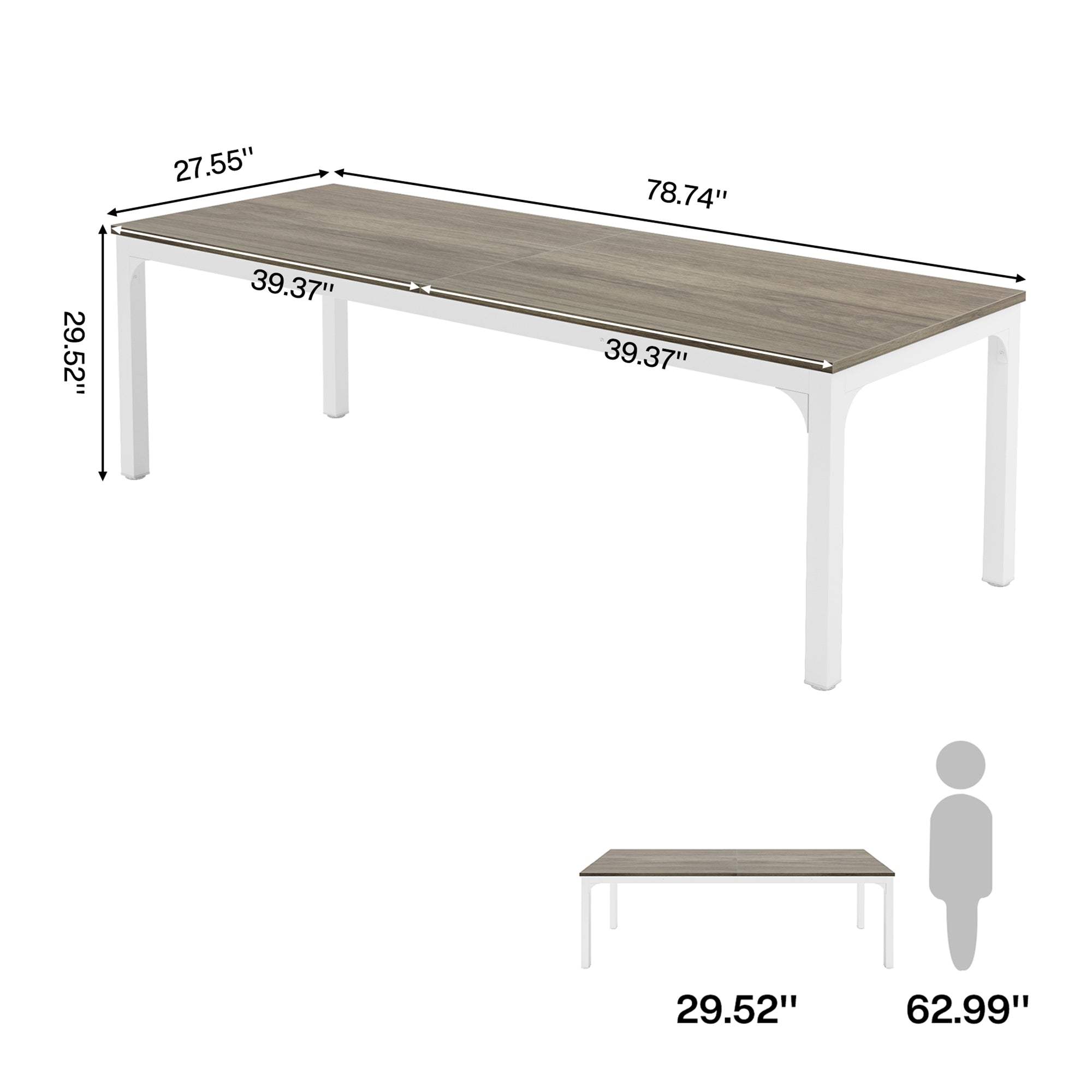 46" Gray and White Wood and Iron Dining Table - HomeRoots - Flyclothing LLC