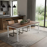46" Brown and White Wood and Iron Dining Table - HomeRoots - Flyclothing LLC