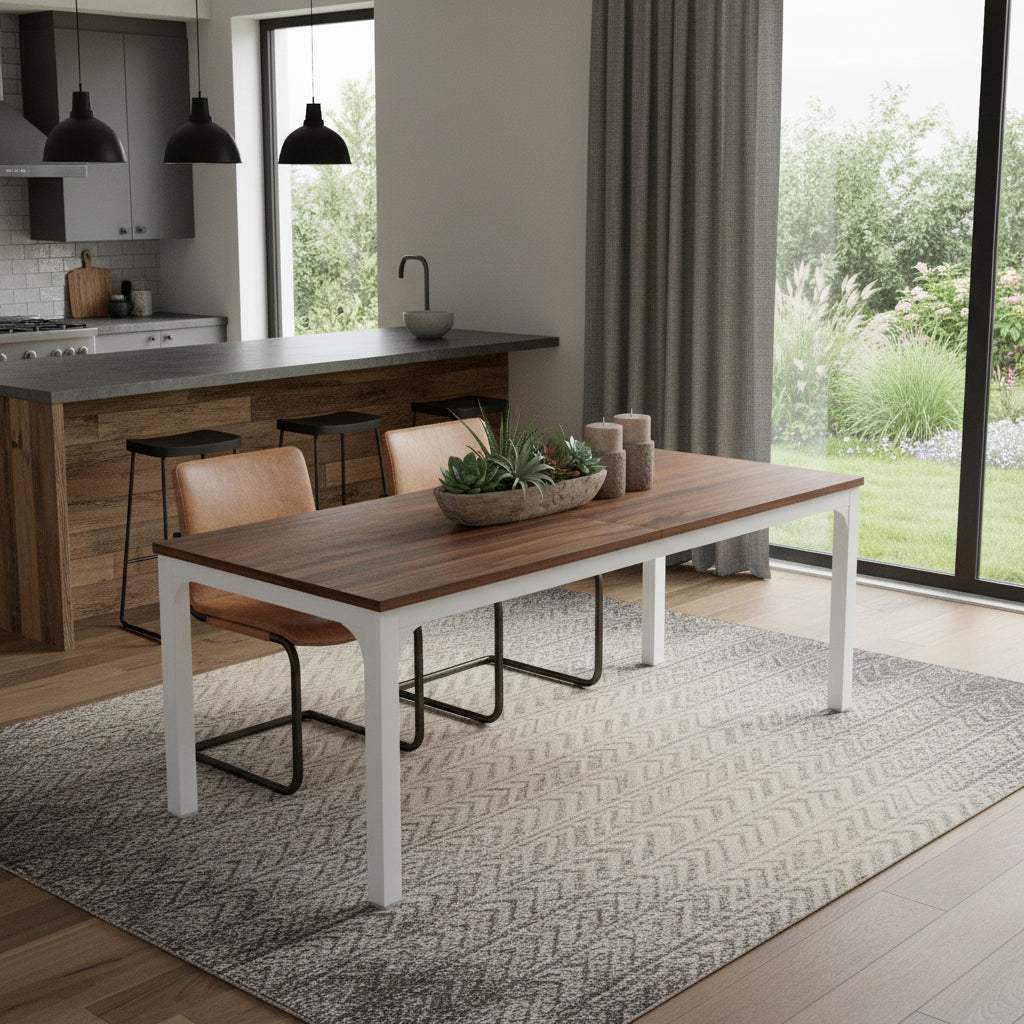 46" Brown and White Wood and Iron Dining Table - HomeRoots - Flyclothing LLC