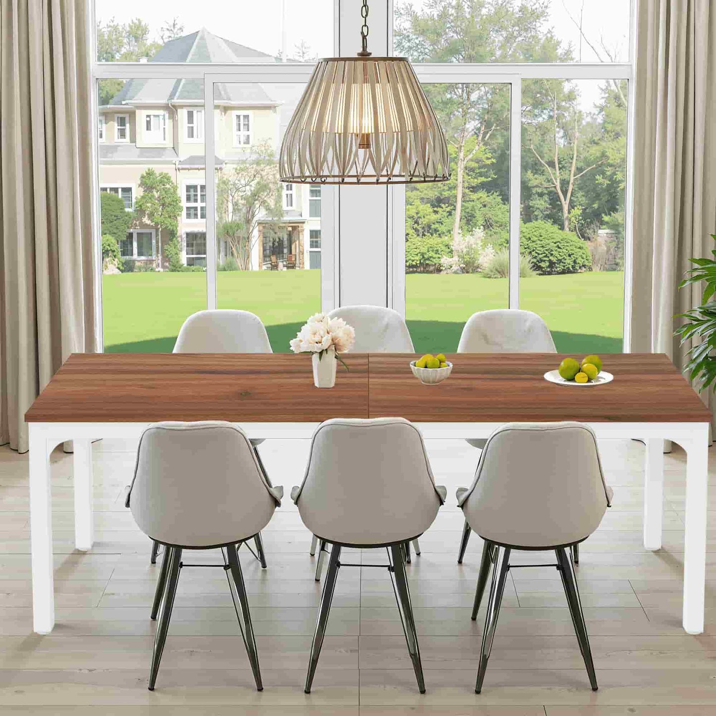 46" Brown and White Wood and Iron Dining Table - HomeRoots - Flyclothing LLC