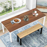 46" Brown and White Wood and Iron Dining Table - HomeRoots - Flyclothing LLC