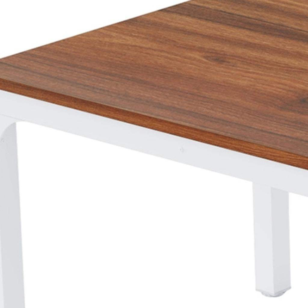 46" Brown and White Wood and Iron Dining Table - HomeRoots - Flyclothing LLC