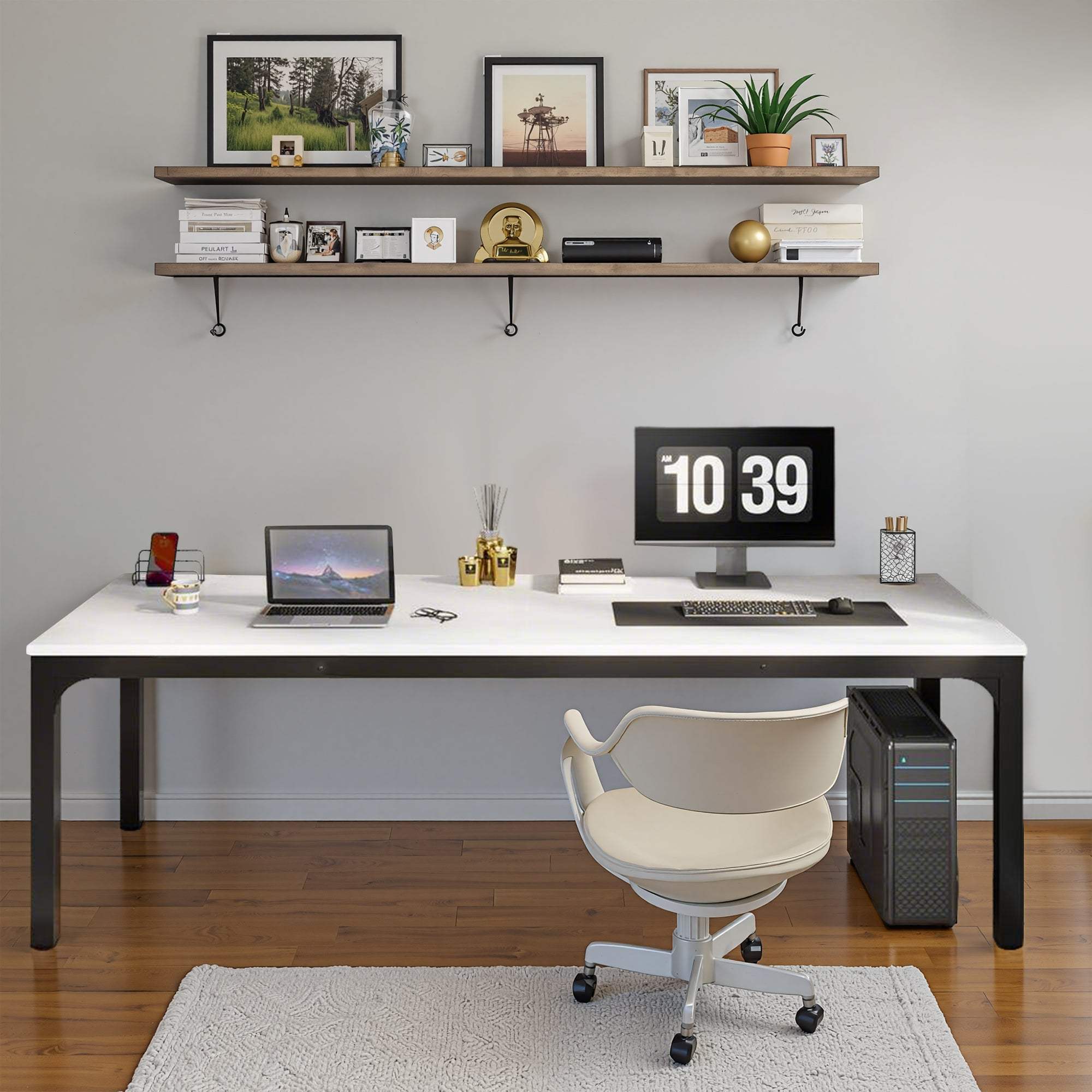 46" White and Black Wood and Iron Dining Table - HomeRoots - Flyclothing LLC