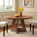 47" Brown Solid Wood Pedestal Base Round Top Dining Table - Homeroots - Flyclothing LLC