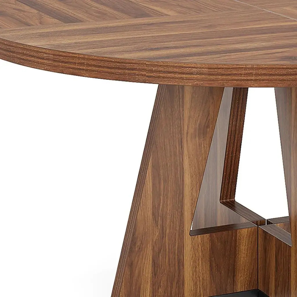 47" Brown Solid Wood Pedestal Base Round Top Dining Table - Homeroots - Flyclothing LLC