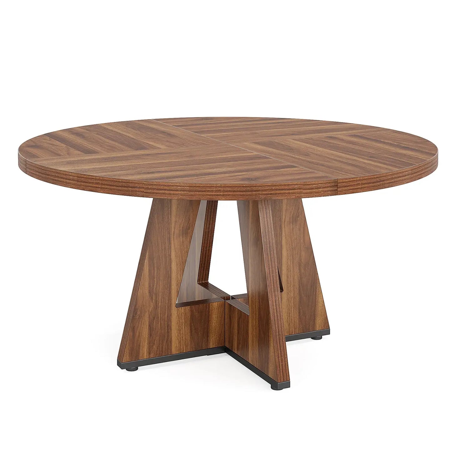 47" Brown Solid Wood Pedestal Base Round Top Dining Table - Homeroots - Flyclothing LLC