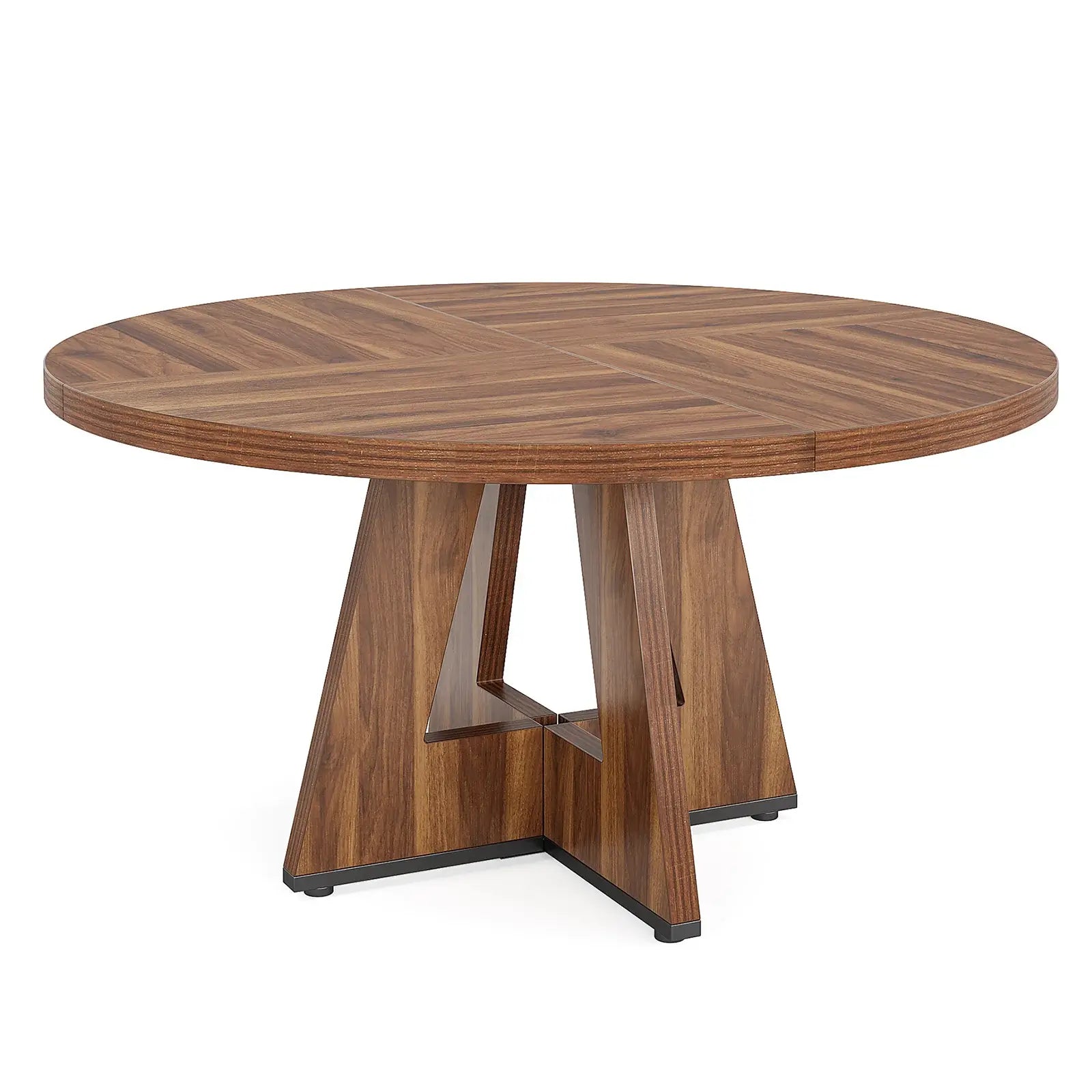 47" Brown Solid Wood Pedestal Base Round Top Dining Table - Homeroots - Flyclothing LLC