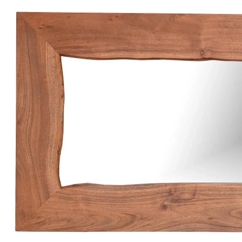24" Brown Solid Wood Live Edge Freestanding and Wall Mount Accent Mirror - Homeroots - Flyclothing LLC