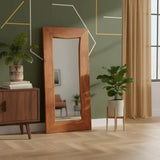 24" Brown Solid Wood Live Edge Freestanding and Wall Mount Accent Mirror - Homeroots - Flyclothing LLC