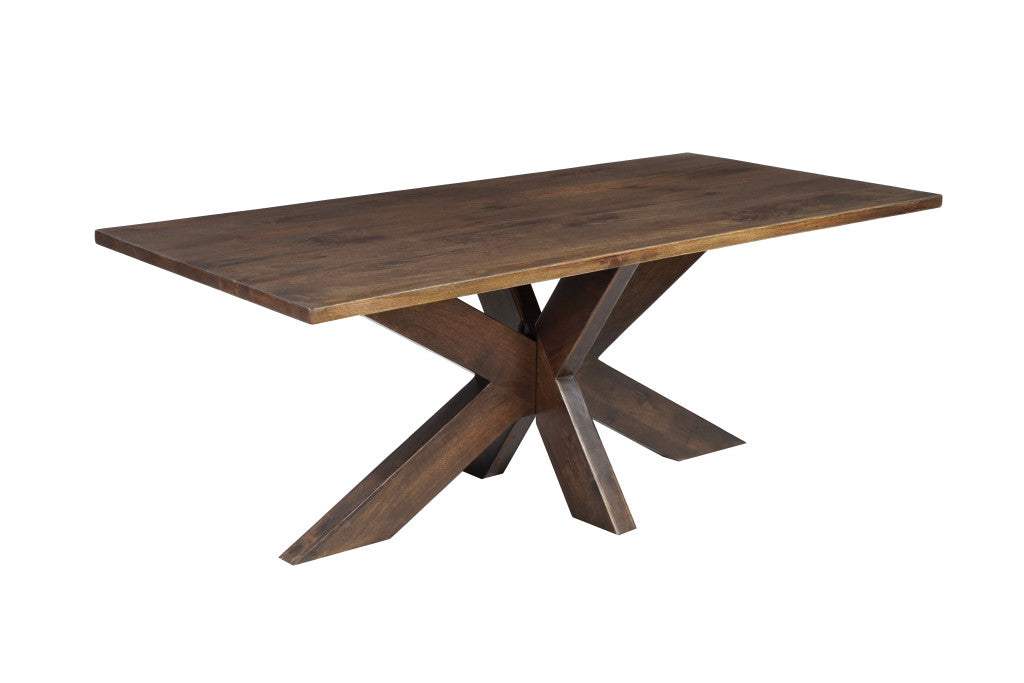 78" Brown Solid Wood Cross Leg Base Dining Table - HomeRoots - Flyclothing LLC