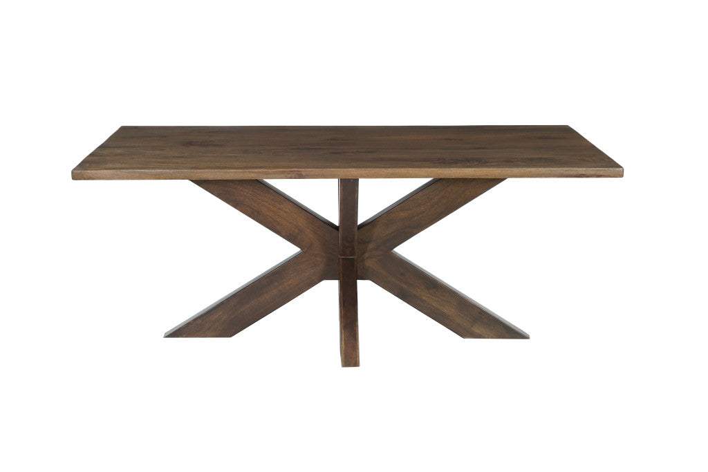 78" Brown Solid Wood Cross Leg Base Dining Table - HomeRoots - Flyclothing LLC
