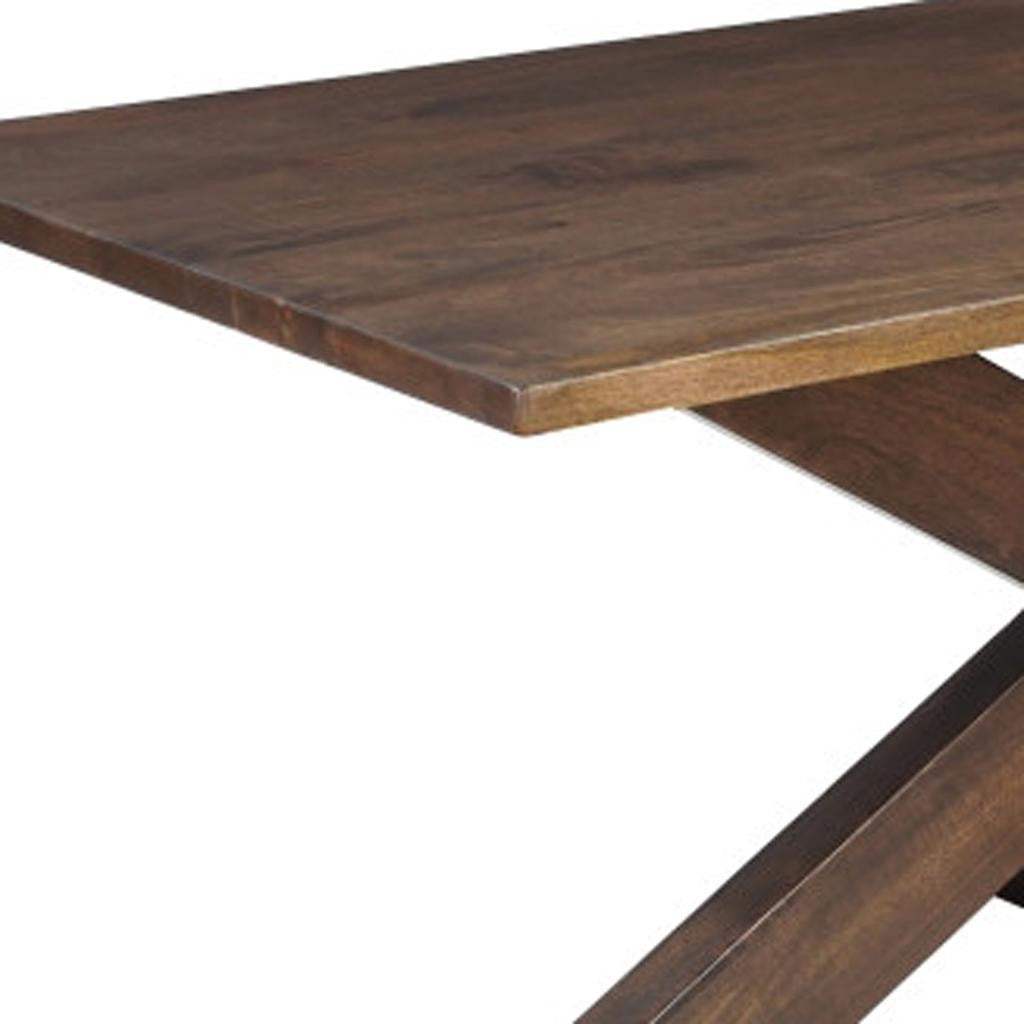 78" Brown Solid Wood Cross Leg Base Dining Table - HomeRoots - Flyclothing LLC
