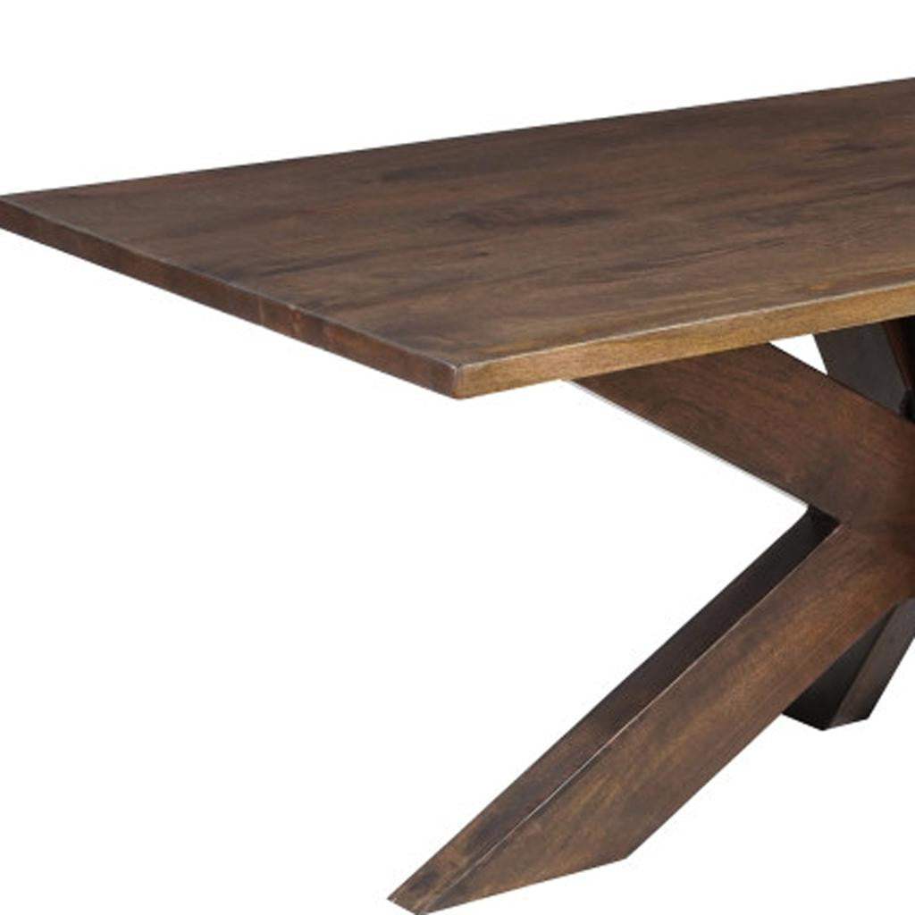 78" Brown Solid Wood Cross Leg Base Dining Table - HomeRoots - Flyclothing LLC