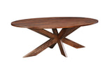 92" Brown Solid Wood Cross Leg Base Oval Dining Table - HomeRoots - Flyclothing LLC