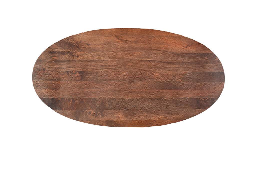 92" Brown Solid Wood Cross Leg Base Oval Dining Table - HomeRoots - Flyclothing LLC