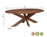 92" Brown Solid Wood Cross Leg Base Oval Dining Table - HomeRoots - Flyclothing LLC