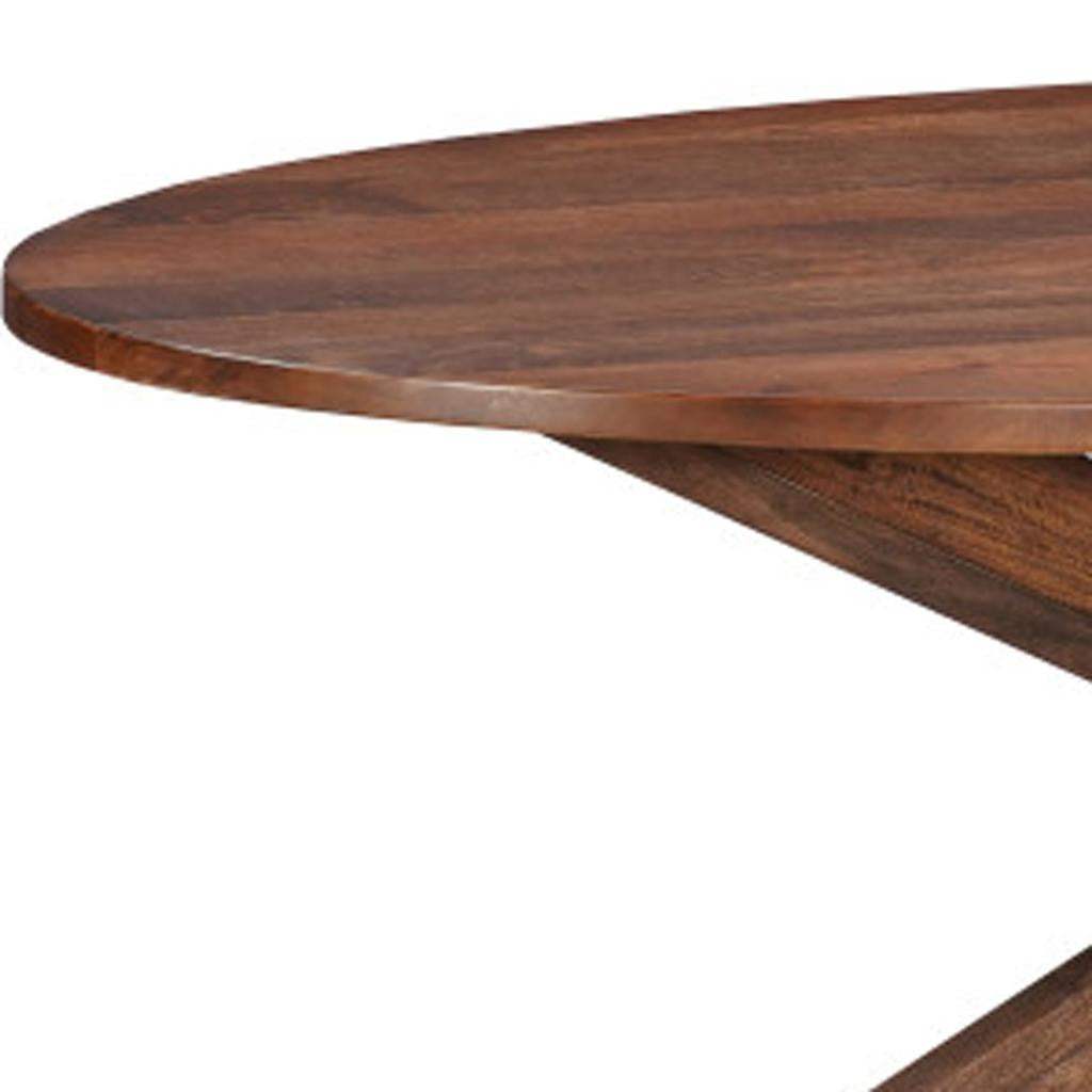 92" Brown Solid Wood Cross Leg Base Oval Dining Table - HomeRoots - Flyclothing LLC