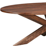 92" Brown Solid Wood Cross Leg Base Oval Dining Table - HomeRoots - Flyclothing LLC